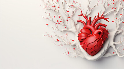Realistic human heart organ with arteries