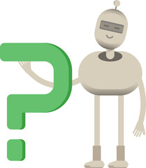 Robot Character and Question Mark
