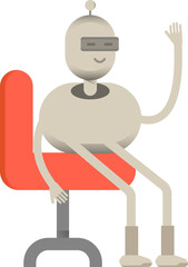 Robot Character Sitting on Chair
