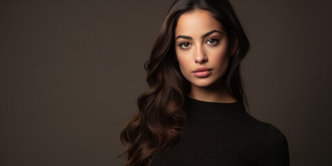Fototapeta premium Portrait of a young positive woman looking at the camera