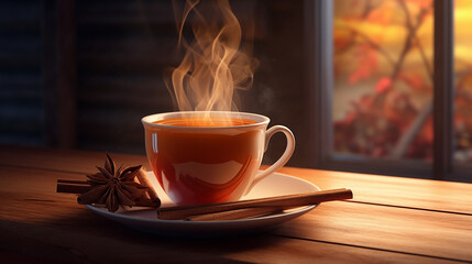 hot apple cider coffee. low front angle 3d rendering.
