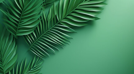 Fototapeta na wymiar Tropical paper palm leaves frame
