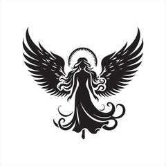 Luminous Messengers: Messengers Silhouette Displaying the Luminosity of Angel Silhouettes - Messengers Silhouette - Angel Vector
