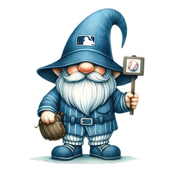 Watercolor Baseball Gnomes, Blue Baseball Boys for Sports Day, Sport Game Baseball Player - obrazy, fototapety, plakaty