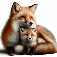 Obraz premium Red fox and babg vulpes isolated on white background 