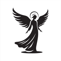 Heavenly Harmony: Angel Silhouette Set Expressing the Harmonious Existence of Celestial Beings - Angel Illustration - Angels Vector
