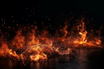Fire embers particles. Dangerous and captivating flame strongly burnings. Generate AI