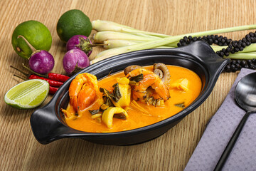 Thai Tom Yum soup with seafood