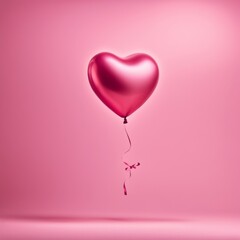 Pink color Heart shaped balloon isolated on pink background