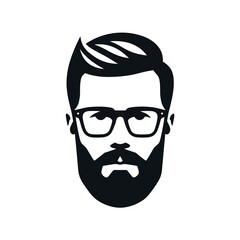 man's face with glasses and beard nerd or geek