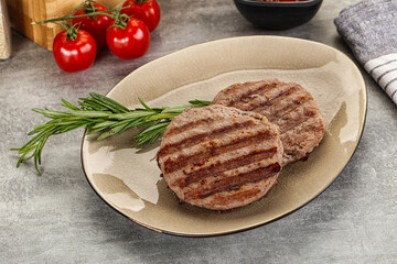 Grilled two beef burger cutlet