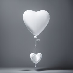 White color Heart shaped balloon isolated on Gray background