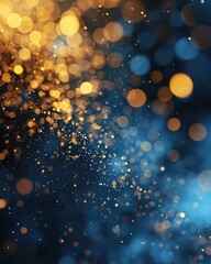 Fototapeta na wymiar Abstract luxury gold and blue bokeh lights. Holiday concept