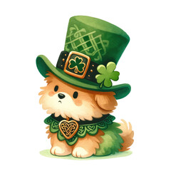 Watercolor Cute animal st.patrick day irish costume Clipart Illustration 