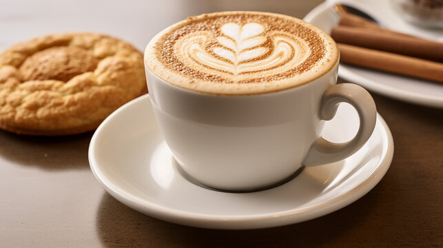 snickerdoodle latte in a cookie-themed cafe