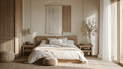 office room with the Japandi style. From minimalist designs to natural materials