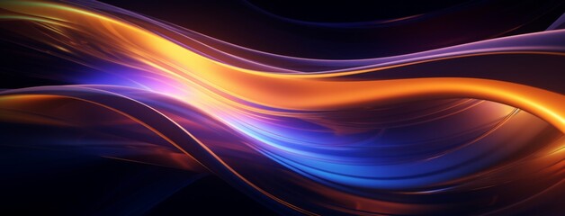 Obraz premium abstract blue and orange wave background, in the style of digital neon