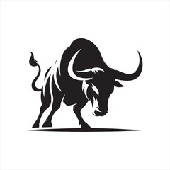Obraz premium Frenzied Fumes: Angry Bull Silhouette Set Depicting the Intoxicating Fumes of Unleashed Fury - Angry Ox Silhouette - Bull Vector 