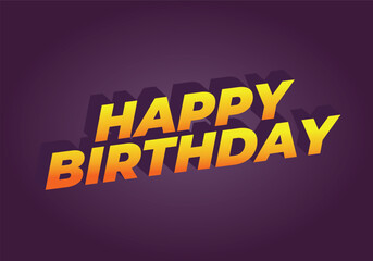 Naklejka na ściany i meble Happy birthday. Text effect in 3D look with eye catching color