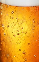 Close up glass of beer, in the style of light orange and yellow