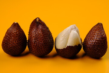 Salak is a type of palm fruit commonly eaten. It is also known as sala. In English it is called salak or snake fruit. Salacca zalacca. This fruit is called a snake fruit. Salak pondoh from Yogyakarta.