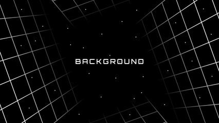 Abstract perspective mesh lines template for flyers, posters, covers, wallpapers, and other. Elegant dark space background design.