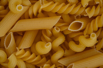Assorted Uncooked Pasta Variety Close-Up