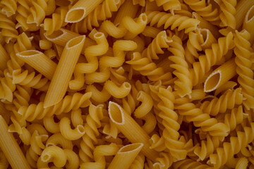 Texture of Uncooked Penne and Fusilli Pasta Mix