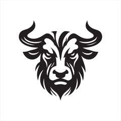 Mythical Majesty: Bull Face Silhouette Series Evoking the Mythical and Majestic Nature of Bulls - Bull Face Illustration - Ox Vector

