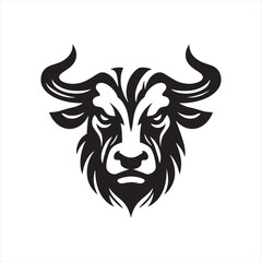 Mythical Majesty: Bull Face Silhouette Series Evoking the Mythical and Majestic Nature of Bulls - Bull Face Illustration - Ox Vector
