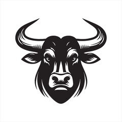 Dynamic Power: Ox Silhouette Showcasing the Strength and Vigor of Bull Face Silhouette - Ox Silhouette - Bull Vector
