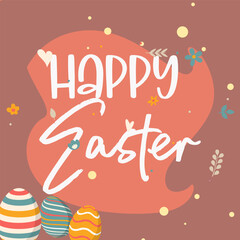 background with flowers easter card with happy easter day