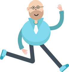 Bald man Character Running Illustration
