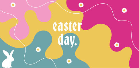 hand drawn horizontal easter day banner. Easter day , For postcard, website, advertising banner. 