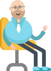 Bald man Character Sitting on Chair
