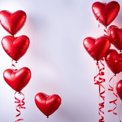 Red color Heart shaped balloons isolated on white background