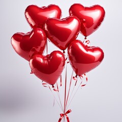 Red color Heart shaped balloons isolated on white background