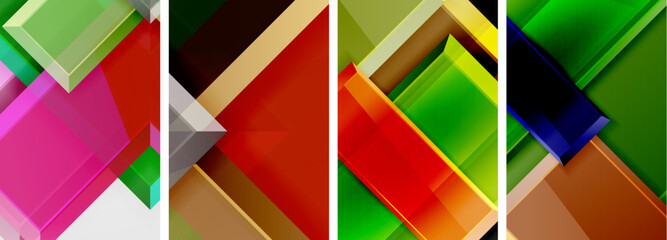 Color glass glossy square composition poster set for wallpaper, business card, cover, poster, banner, brochure, header, website