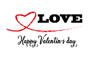Happy Valentines Day typography poster with handwritten calligraphy text, isolated on white background. Vector Illustration