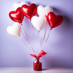Red color Heart shaped balloons isolated on white background