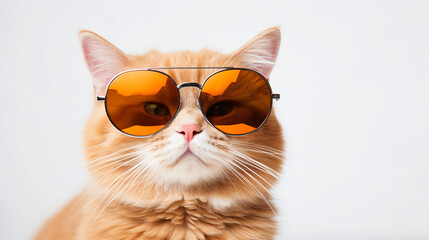 Cute ginger cat in stylish sunglasses