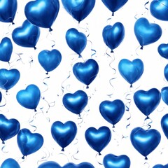 Blue color Heart shaped balloons isolated on white background