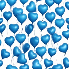Blue color Heart shaped balloons isolated on white background