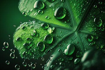 green leaf with drops