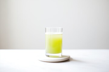 minimalistic celery juice glass on white surface