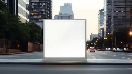 blank billboard on sidewalk of city mockup