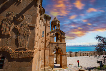 Akdamar Island in Van Lake. The Armenian Cathedral Church of the Holy Cross - Akdamar - Ahtamara -...