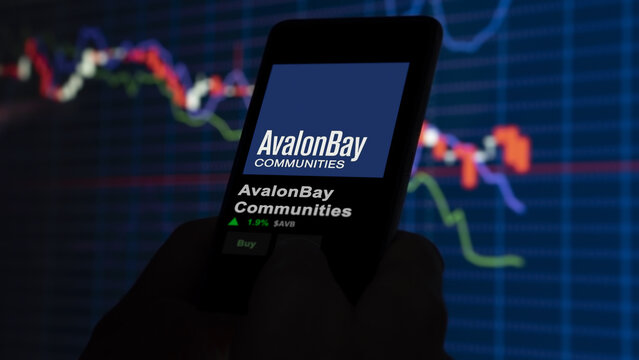 January 15th 2024 Arlington, Virginia. The logo of AvalonBay Communities on the screen of an exchange. AvalonBay Communities price stocks, $AVB on a device.