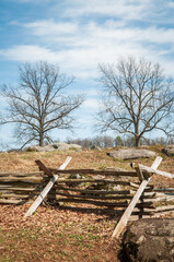 Fototapeta na wymiar Battlefield Fence at Gettysburg National Military Park, American Civil War Battlefield, in Gettysburg, Pennsylvania