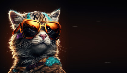 A stylish cat wearing sunglasses looking dashing